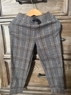 Janie and Jack Brown, Gray and Cream Plaid Knit Joggers